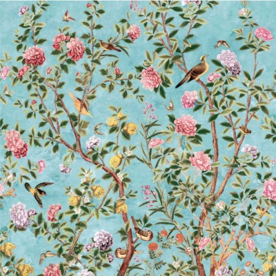 Thibaut Jardin Bloom Mural Wallpaper in Turquoise